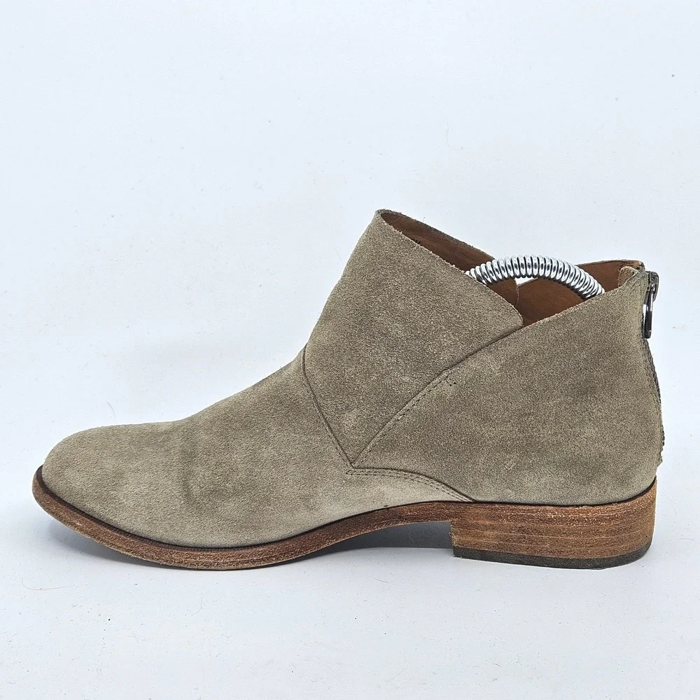 Kork-Ease Riviera Suede Ankle Boot Zip Back Taupe Womens Size 8M Boho Minimalist